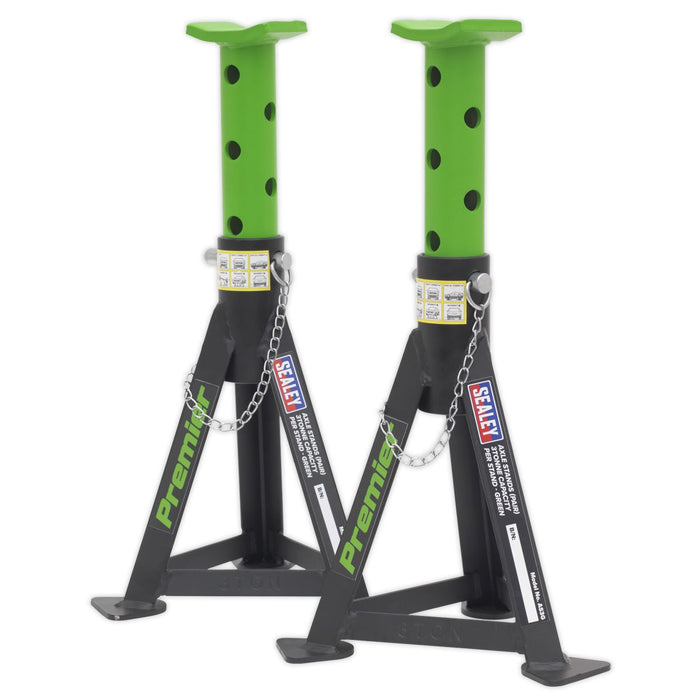 Sealey Axle Stands (Pair) 3tonne Capacity per Stand Green AS3G Sealey  - Dynamic Drive