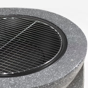 Dellonda Round MgO Fire Pit with BBQ Grill Ø75cm Safety Mesh Screen - Dark Grey Dellonda - Dynamic Drive