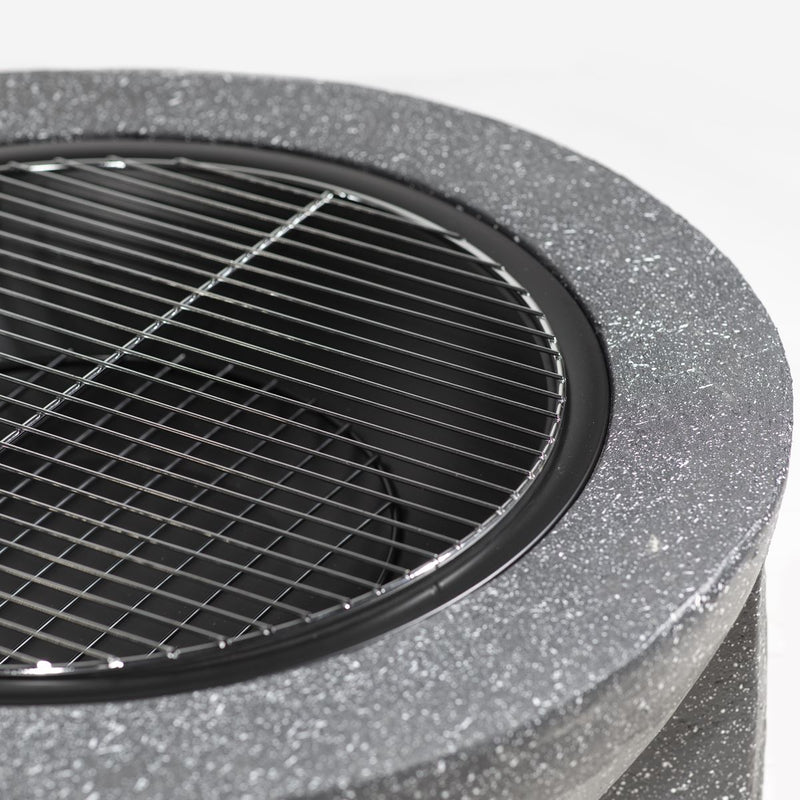 Dellonda Round MgO Fire Pit with BBQ Grill Ø75cm Safety Mesh Screen - Dark Grey Dellonda - Dynamic Drive