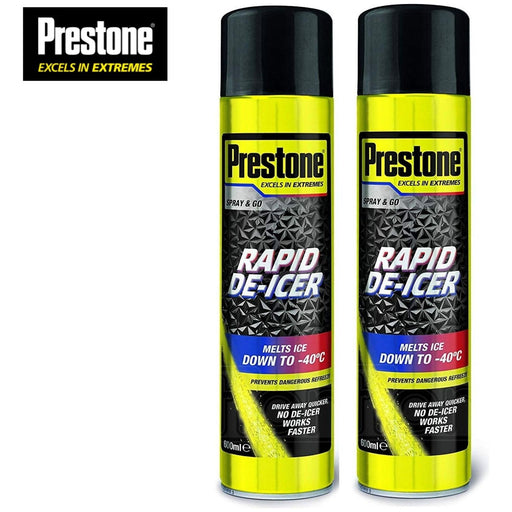 2x Prestone Car Rapid De-Icer Melts Windscreen Ice Frost Snow Aerosol Deicer Prestone  - Dynamic Drive