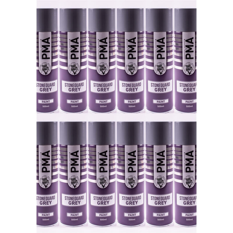 12 x PMA Professional Stone Guard Grey 500ml Spray Paint High Coverage PMA - Dynamic Drive
