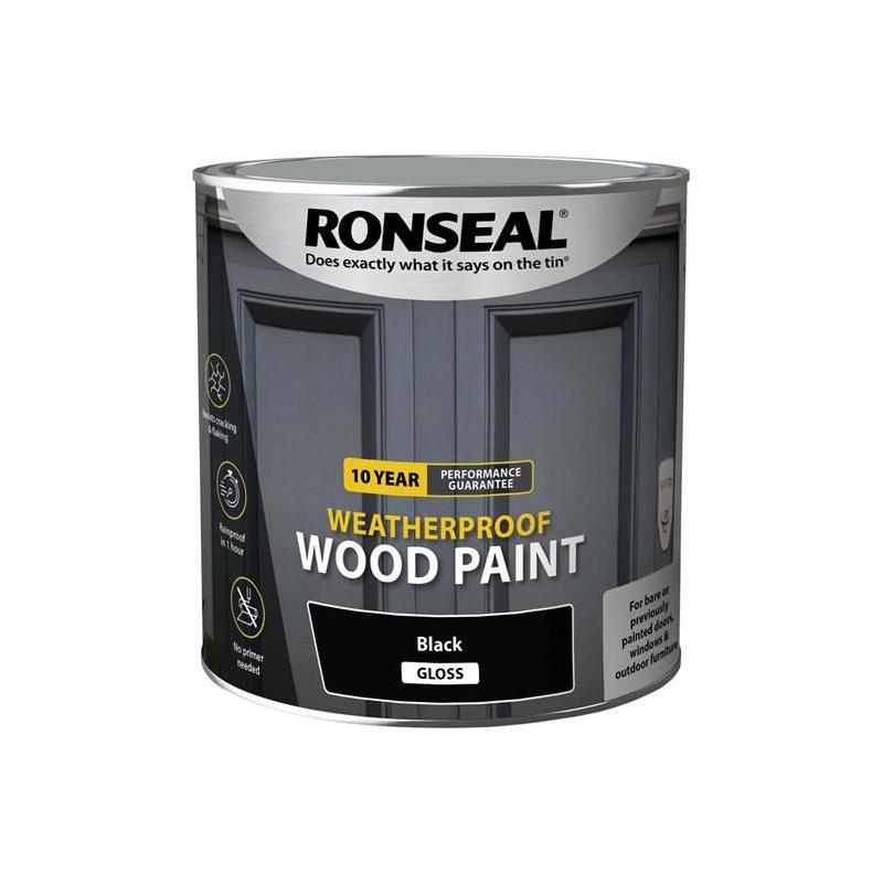 Ronseal 10 Year Weatherproof Wood Paint Black Gloss 2.5 litre Ronseal - Dynamic Drive
