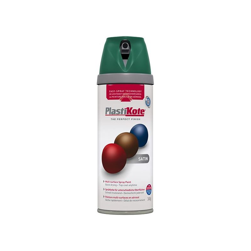 Plastikote Twist & Spray Satin Hunter Green 400ml PlastiKote - Dynamic Drive