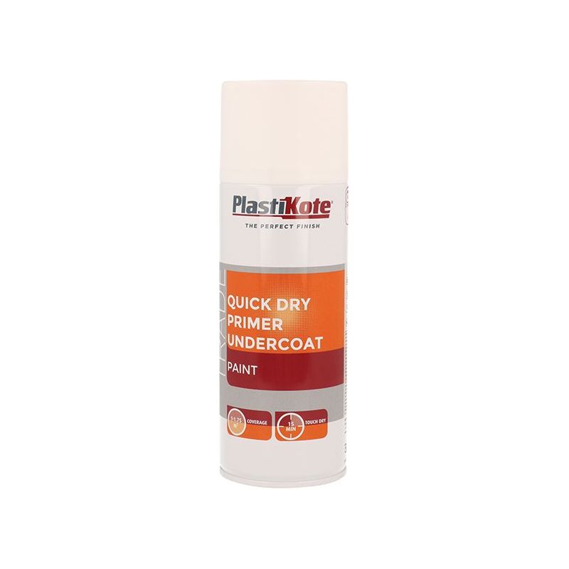 Plastikote Trade Quick Dry Primer Spray White 400ml PlastiKote - Dynamic Drive