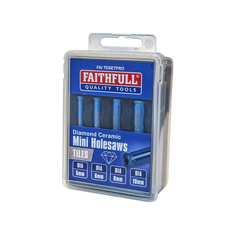Faithfull Diamond Ceramic Mini Holesaw Set, 4 Piece Faithfull - Dynamic Drive