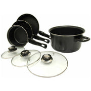 Leisurewize 7 piece Cookware Set Pan Saucepan Set Carbon Non Stick Glass Lids Leisurewize  - Dynamic Drive
