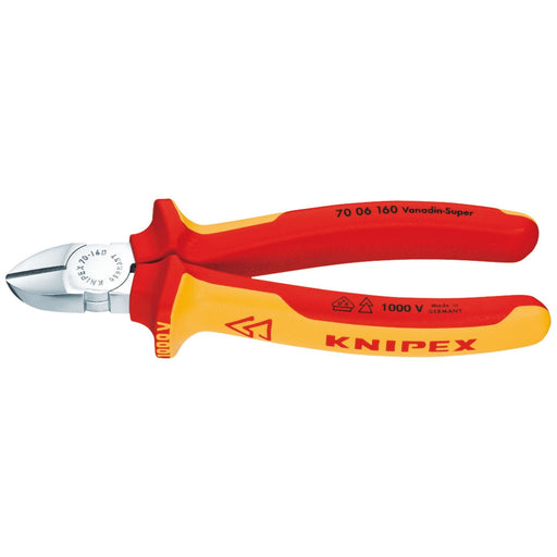 Draper Knipex 70 06 160 SBE Fully Insulated Diagonal Side Cutter, 160mm 81262 Draper - Dynamic Drive