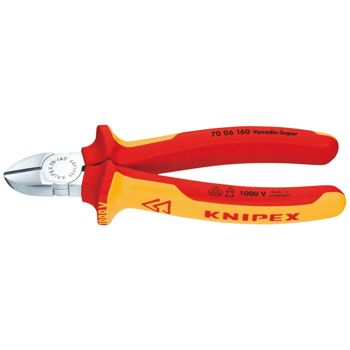 Draper Knipex 70 06 160 SBE Fully Insulated Diagonal Side Cutter, 160mm 81262 Draper - Dynamic Drive