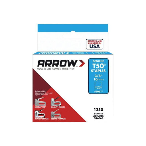 Arrow T50 Staples 10mm (3/8in) (Box 1250) Arrow - Dynamic Drive