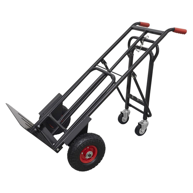 Sealey Heavy-Duty 3-in-1 Sack Truck with PU Tyres 300kg Capacity CST989HD Sealey - Dynamic Drive