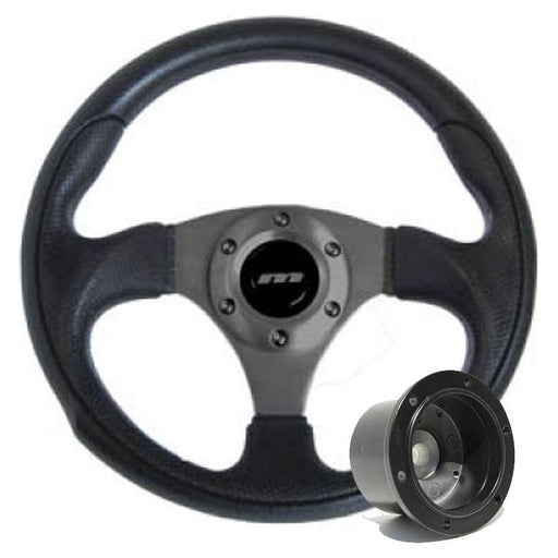 320mm Black Moulded Steering Wheel + Boss fits Fiat Cinquecento 1993> Mountney Classic  - Dynamic Drive