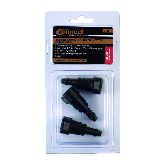 Connect Straight Fuel Line Quick Connectors 9.89 x 8mm 3pc 37214 Tool Connection - Dynamic Drive