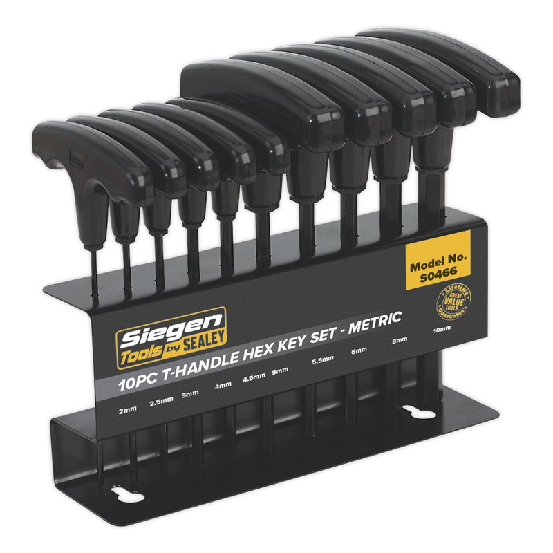 Sealey Hex Key Set 10pc T-Handle Metric S0466 Sealey - Dynamic Drive