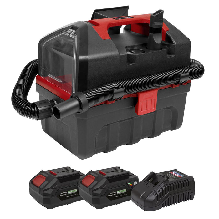 Sealey SV20 Series 10L Cordless Wet & Dry Vacuum Kit 20V 4Ah - 2 Batteries Sealey - Dynamic Drive