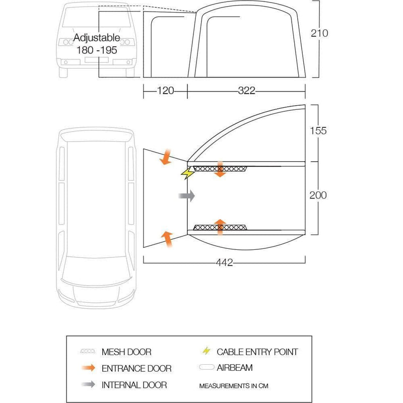 Vango Magra Air VW Drive Away Awning (180 - 210cm) Campervan Vango - Dynamic Drive