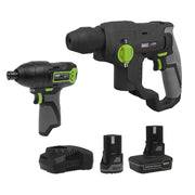 2 x SV10.8 Series Cordless Rotary Hammer Drill & Impact Driver Kit 10.8V 2 Sealey - Dynamic Drive