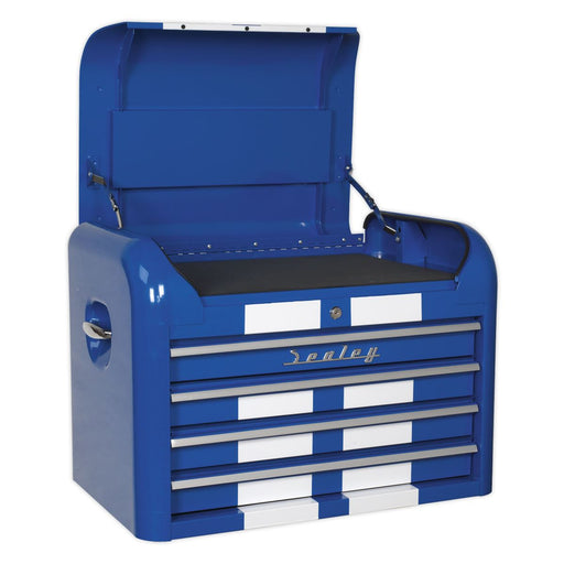 Sealey Topchest 4 Drawer Retro Style Blue with White Stripes AP28104BWS Sealey - Dynamic Drive