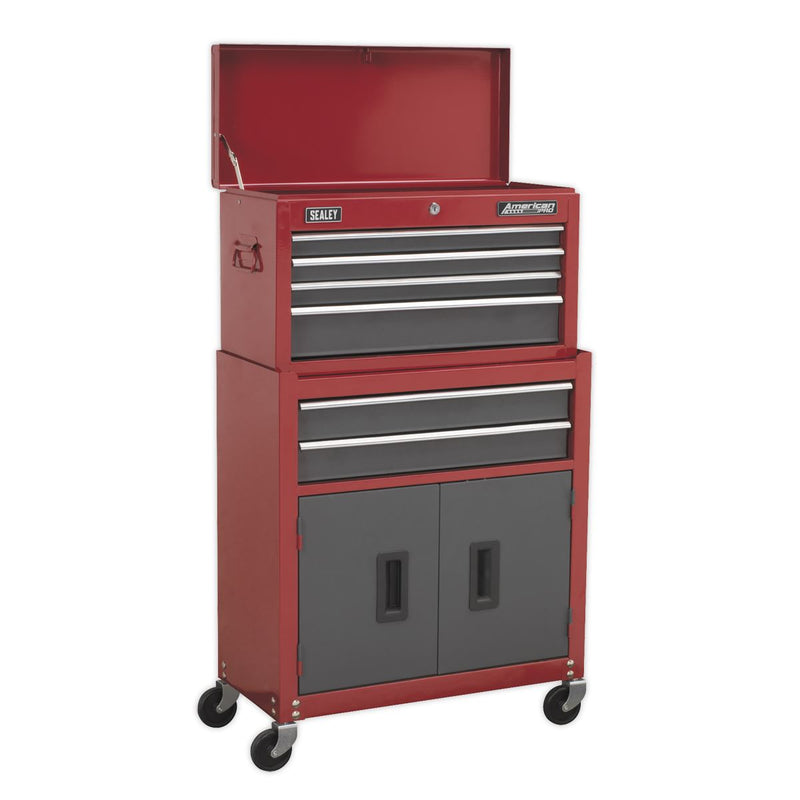 Sealey Topchest Mid-Box & Rollcab 9 Drawer Stack Red AP2200BBSTACK Sealey - Dynamic Drive
