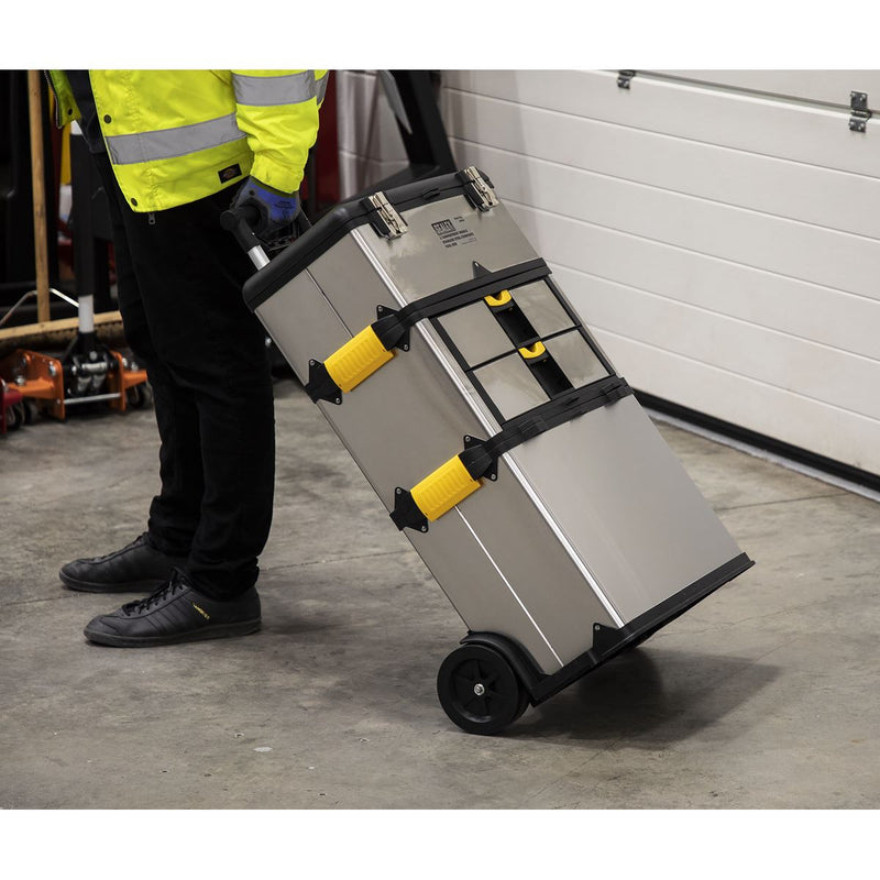 Sealey Mobile Stainless Steel/Composite Toolbox 3 Compartment AP855 Sealey - Dynamic Drive