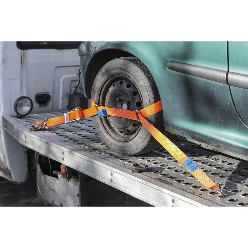 Sealey Car Transporter Ratchet Tie Down 50mm x 3m Steel Wheel Single 4500kg Brea Sealey - Dynamic Drive