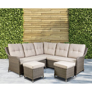 Dellonda Chester Rattan Wicker Outdoor 5-Seater Corner Sofa Set 4pc Dellonda - Dynamic Drive