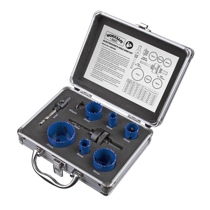 Sealey Hole Saw Kit 9pc Electricians WSEHSK Sealey - Dynamic Drive
