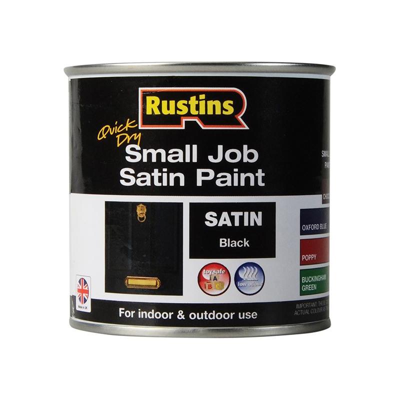 Rustins Quick Dry Small Job Satin Paint Black 250ml Rustins - Dynamic Drive