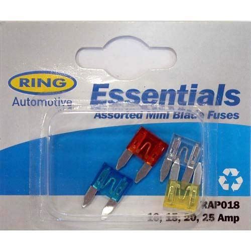 Ring Automotive RAP018 Assorted Mini Blade Fuses 10, 15,20, 25 Amp Ring  - Dynamic Drive