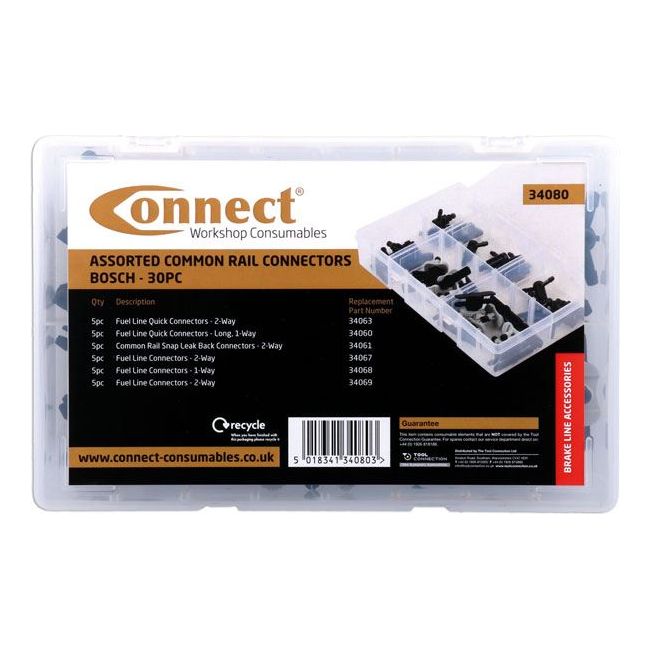 Connect Assorted Popular Common Rail Leak off Connectors - Bosch 30pc 34080 Tool Connection - Dynamic Drive