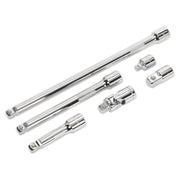 Sealey Premier 6pc 3/8" Drive Wobble Rigid Extension Bar Adaptor Universal Joint Sealey  - Dynamic Drive