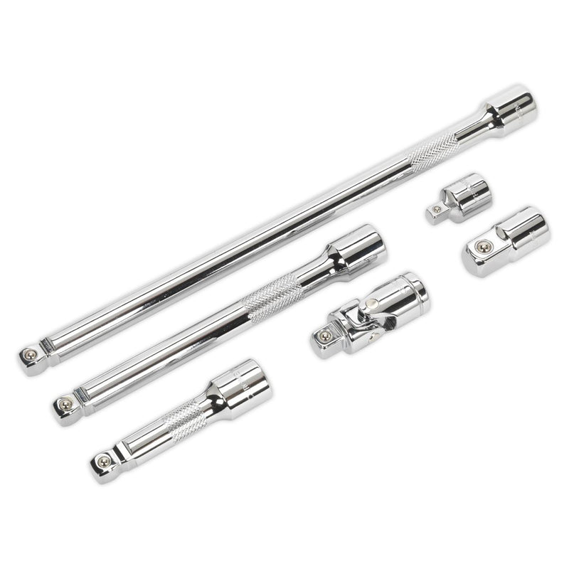 Sealey Premier 6pc 3/8" Drive Wobble Rigid Extension Bar Adaptor Universal Joint Sealey  - Dynamic Drive