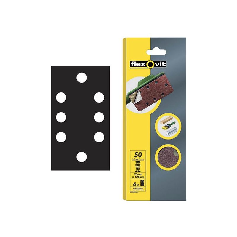 Flexovit 1/3 Sanding Sheets Quick-Release Coarse 50 Grit (Pack 6) Flexovit - Dynamic Drive