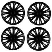 16" Black Multi-Spoke Wheel Trims Hub Caps Covers Protectors Set of 4 ABS Versaco  - Dynamic Drive