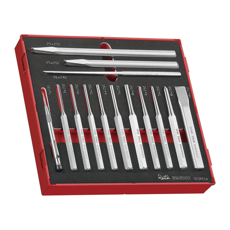 Teng Tools Punsch & Chisel Set FOAM2 14 Pieces Teng Tools - Dynamic Drive
