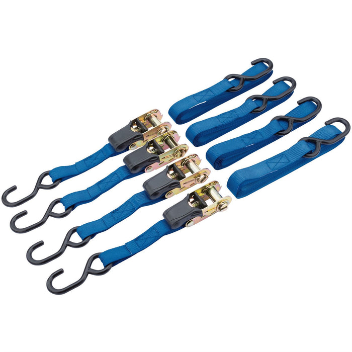 Draper Ratcheting Tie Down Straps, 5m x 25mm, 250kg (4 Piece) 60965 Draper - Dynamic Drive