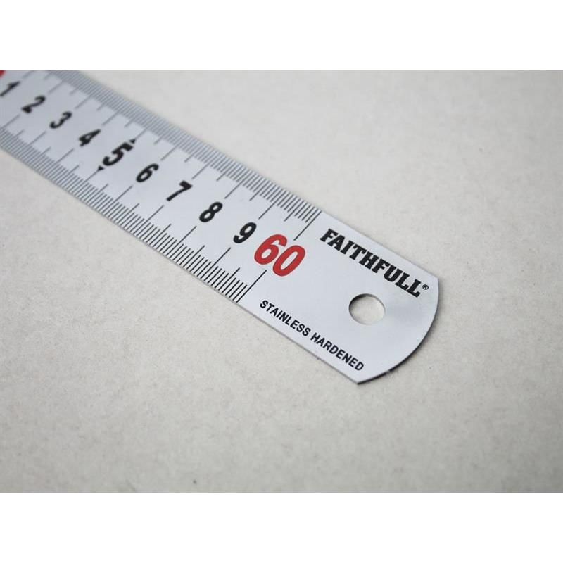 Faithfull Matt Silver Measuring Rule 600mm Faithfull - Dynamic Drive