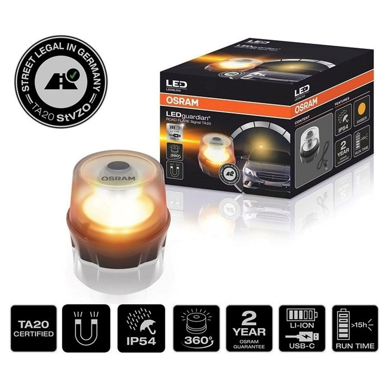 Osram LEDguardian ROAD FLARE Signal TA20, LEDSL104, rechargeable magnetic LED wa Osram - Dynamic Drive
