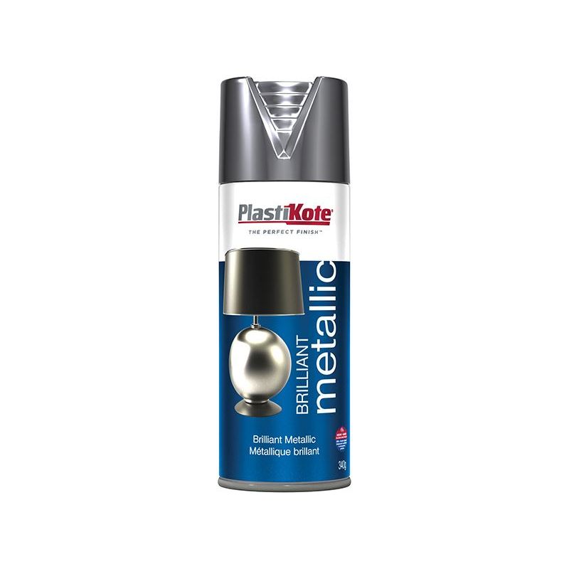 Plastikote Brilliant Metallic Spray Silver 400ml PlastiKote - Dynamic Drive