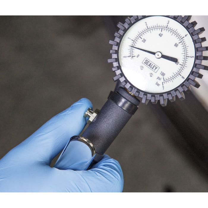 Sealey Tyre Inflator Clip On Connector Glow in the Dark Dial Gauge Air Line Pump Sealey  - Dynamic Drive