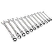 Seigen by Sealey Flexible Head Ratchet Combination Spanner Set 12pc Metric S0635 Seigen by Sealey  - Dynamic Drive