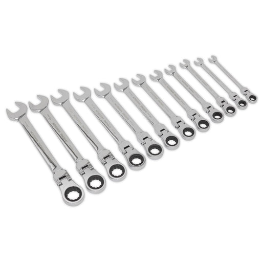 Seigen by Sealey Flexible Head Ratchet Combination Spanner Set 12pc Metric S0635 Seigen by Sealey  - Dynamic Drive