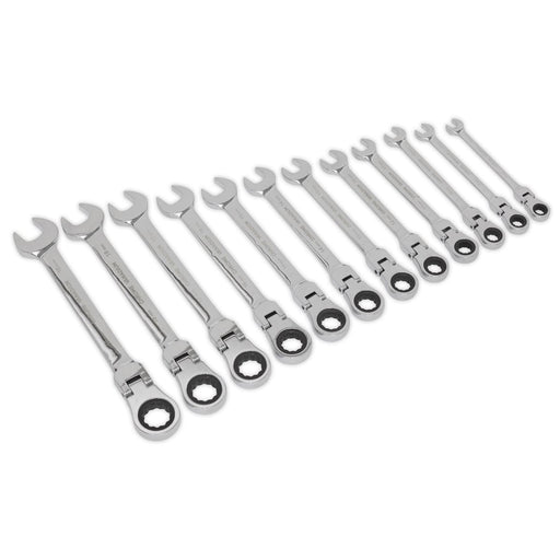 Sealey Flexible Head Ratchet Combination Spanner Set 12pc Metric S0635 Siegen by Sealey - Dynamic Drive