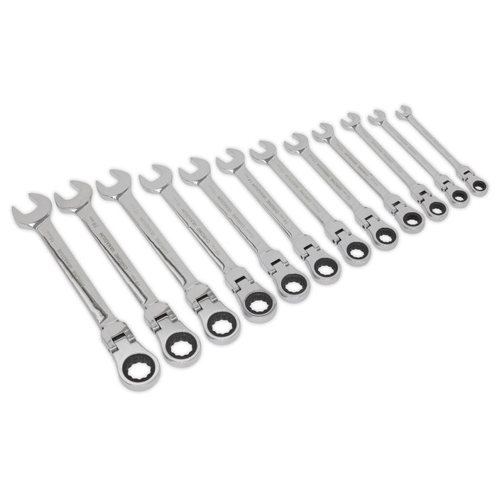Sealey Flexible Head Ratchet Combination Spanner Set 12pc Metric S0635 Siegen by Sealey - Dynamic Drive