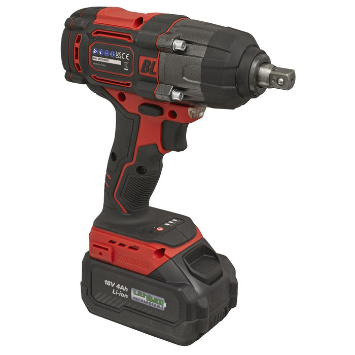 Sealey 1/2"Sq Drive Cordless Brushless Impact Wrench 18V 4Ah CP650LI Sealey - Dynamic Drive