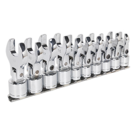 Sealey Flexible Crow's Foot Open-End Spanner Set 10pc 3/8"Sq Drive Metric S01043 Siegen by Sealey - Dynamic Drive