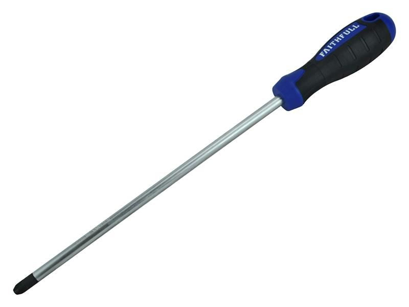 Faithfull Soft Grip Screwdriver Pozidriv Tip PZ4 x 250mm Long Reach Faithfull - Dynamic Drive