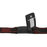 2W COB LED Rechargeable Head Torch Auto Sensor Cycling Front Rear Light Black Sealey  - Dynamic Drive