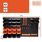 Black+Decker Tool Board With Storage Bins And Hooks 98 X 23 X 43Cm 43 Pieces Tool Wall Organizer Black+Decker - Dynamic Drive
