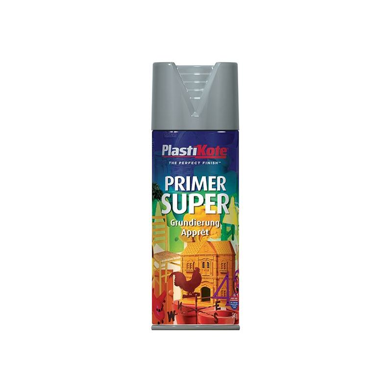 Plastikote Super Spray Primer Grey 400ml PlastiKote - Dynamic Drive