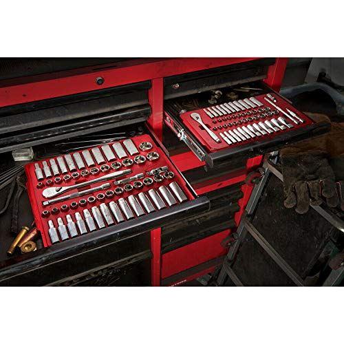 Milwaukee 932464944 1/4in Ratcheting Socket Set Metric & Imperial, 50 Piece Milwaukee - Dynamic Drive